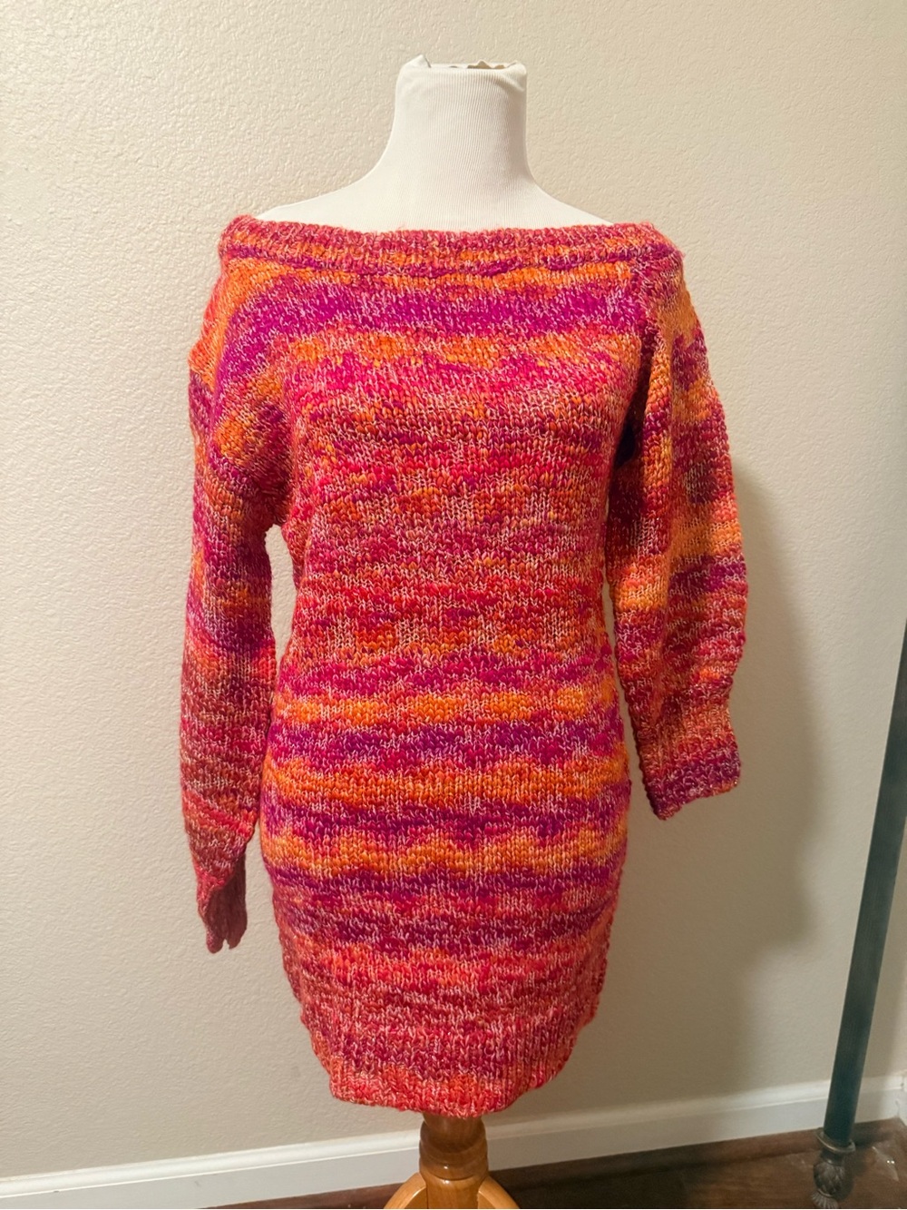 Ramy Brook Darla Space Dye Metallic Off Shoulder Sweater Dress S NWT